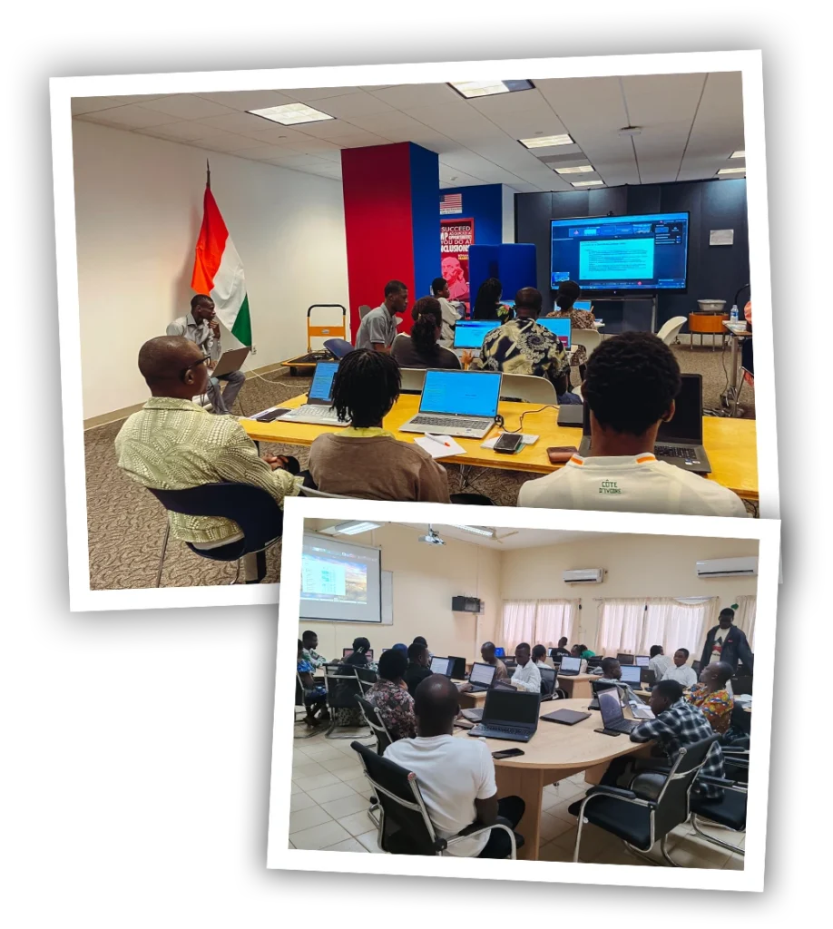 Photo de jeunes ivoiriens en formation durant les tech camp africa digiempower en Côte d'ivoire