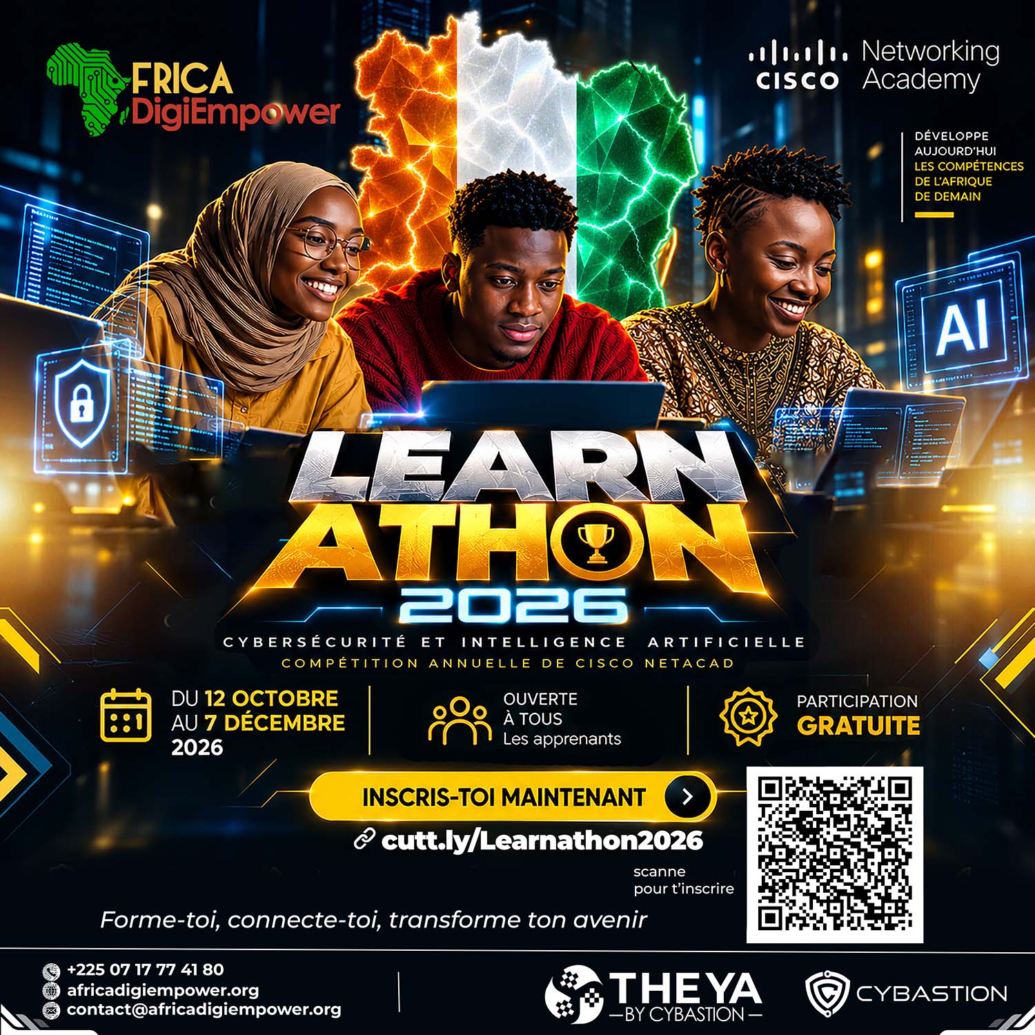 Learn a thon 2026 afrique numerique carre000-Africa DigiEmpower formations gratuites pour les jeunes. design by adambita237